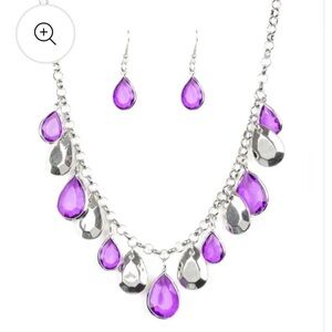 Stunning Purple Gemstone Necklace and Earring Set - Elevate Your Look!